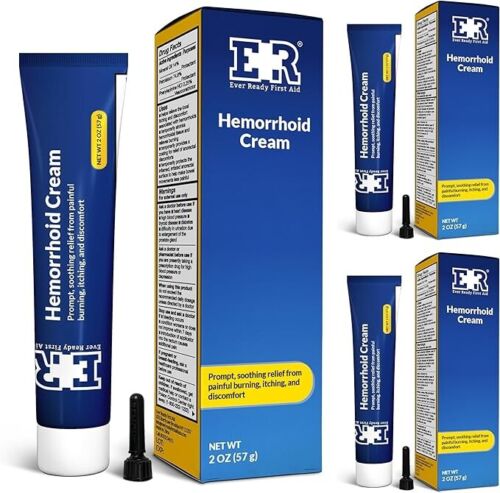 Hemorrhoid Pain Relief Ointment Cream (3 Pack)- Fast Acting Treatment 2 oz.