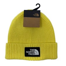 The North Face TNF Yellow Box Logo SHALLOW FIT Beanie Hat Unisex NWT