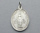 Antique Religious Silver Pendant 1845 1860. Saint Virgin Mary. Miraculous Medal.