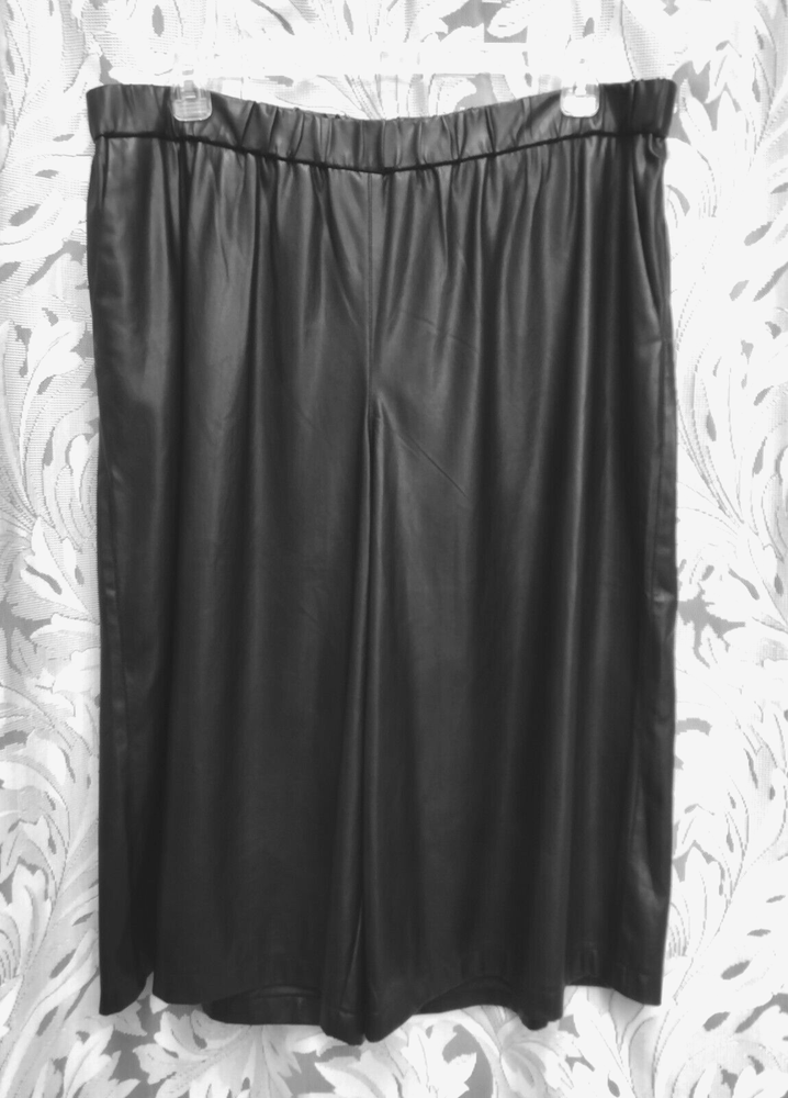 20-2X 6TH & LANE BLACK FAUX LEATHER GAUCHOS CULOTTES CAPRIS WIDE LEG PANTS SKIRT