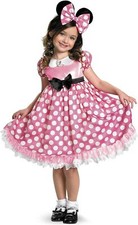 Minnie Mouse Pink Glow Dot Disney Fancy Dress Up Halloween Child Costume