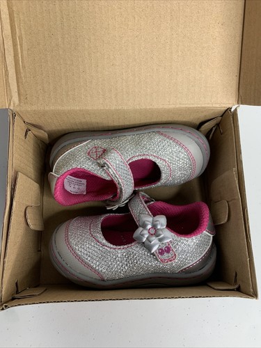 Girls Stride Rite Surprize Silver Sparkle Pauline Sneakers Size 3 - Picture 4 of 11