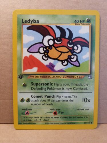 Pokemon Common Card : Ledyba  # 63/111 (Neo Genesis Set)(1st Edition) - Picture 1 of 4
