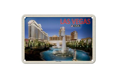 Blechschild 18 x 12 cm Reise Schild: Las Vegas USA Caesars Palace Hotel Casino
