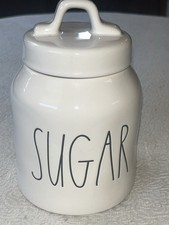 Vtg Rae Dunn Sugar Canister Authentic Dimples Throughout Gasket Lid Ivory Color