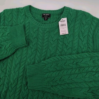 Todd Snyder Cable Knit Sweater Men's XXL Bottle Green 100% Lambswool NWT $168