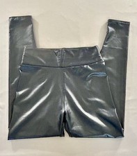 Black Faux Leather Elastic Waist Hi Rise Pant Legging Women Size M/L