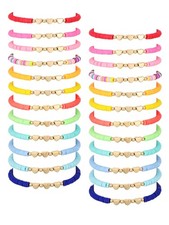 24 Pcs Colorful Friendship Heart Bracelets Surfer Stretch Beaded Kids Bracele...