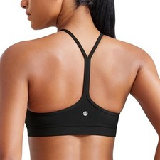 CRZ YOGA BUTTERLUXE WOMENS Y BACK SPORTS BRA PADDED R BACK LOW IMPACT M BLACK