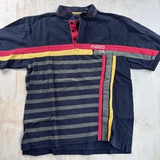Mecca USA Polo Shirt Mens XL Multicolor Stripe Colorblock Rugby Y2K Streetwear