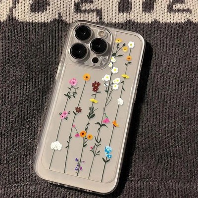 Handyhülle für iPhone 13 15 14 16 Pro Max Plus Blumen TPU Schutzhülle Stoßfest