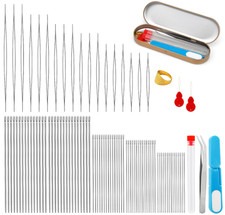 Set 100 agujas para abalorios con tijeras, pinzas y accesorios de joyer a.