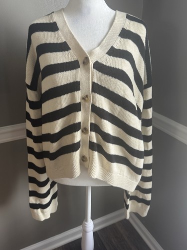 Velvet by Graham & Spencer Kaschmirmischung Elodie Strickjacke Damen Creme/Schwarz XL - Bild 2 von 7