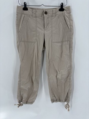 DKNY Active Capris Womens 6 Beige Khakis Cropped Tie Pockets Cargo Mid Rise