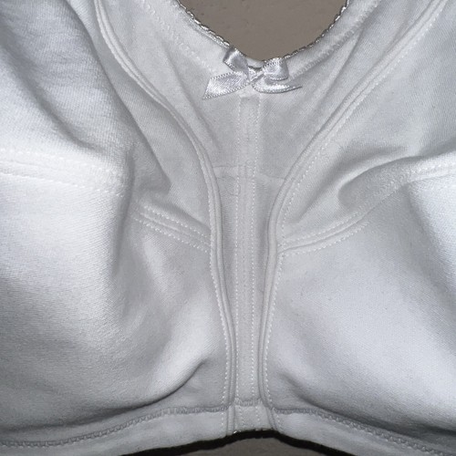 Comfort Choice 100% Cotton 42C Bra No Wire Unlined Back Closure White 27-1946-6 - Picture 2 of 10