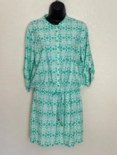 Cabana Life Womens Shirt Dress Large Roll-Tab Sleeve Coastal Chic UPF 50 Outdoor