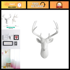 Decoración de pared con cabeza de ciervo sintética blanca hecha a mano - resina ecológica, encanto de granja