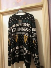 NOVELTY MEN'S GUINNESS/CHRISTMAS THEMED/PATTERNED BLACK JUMPER SIZE 3XL BY F&F