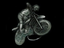 UA09122 VINTAGE 1979  DIRT BIKE MOTOCROSS  PEWTER BERGAMOT BELT BUCKLE