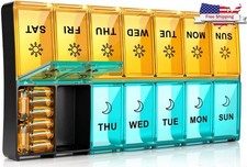 Extra Large Daily Pill Organizer 2 Times A Day, Extra 7 Day Pill Box Am Pm