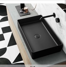 Image of Matt Black Rectangle Countertop Basin