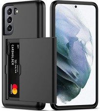 Samsung S21 Case with Card Holder, Dual Layer Heavy Duty Protective Wallet