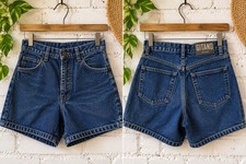 Vintage 80s Gitano Denim Shorts High Waist Dark Indigo Mom Jean Shorts Sz 6