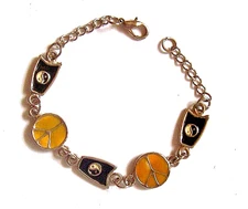 Vtg Peace Symbol Sign Yin Yang Bracelet Silver tone Hippie Retro Boho  Issue See