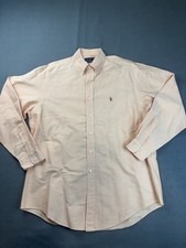 Vintage Ralph Lauren Shirt Yarmouth Orange Cotton Oxford 16 - 34/35 Flesh Pony