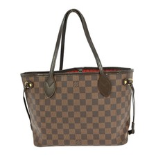 LOUIS VUITTON チェック柄 ボディバッグ ブラウン ルイヴィトン ネヴァーフルMMVモチーフトートバッグ