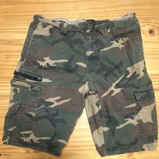 AUTHENTIC Men's Camouflage Cotton Cargo Shorts Pockets Button Zip