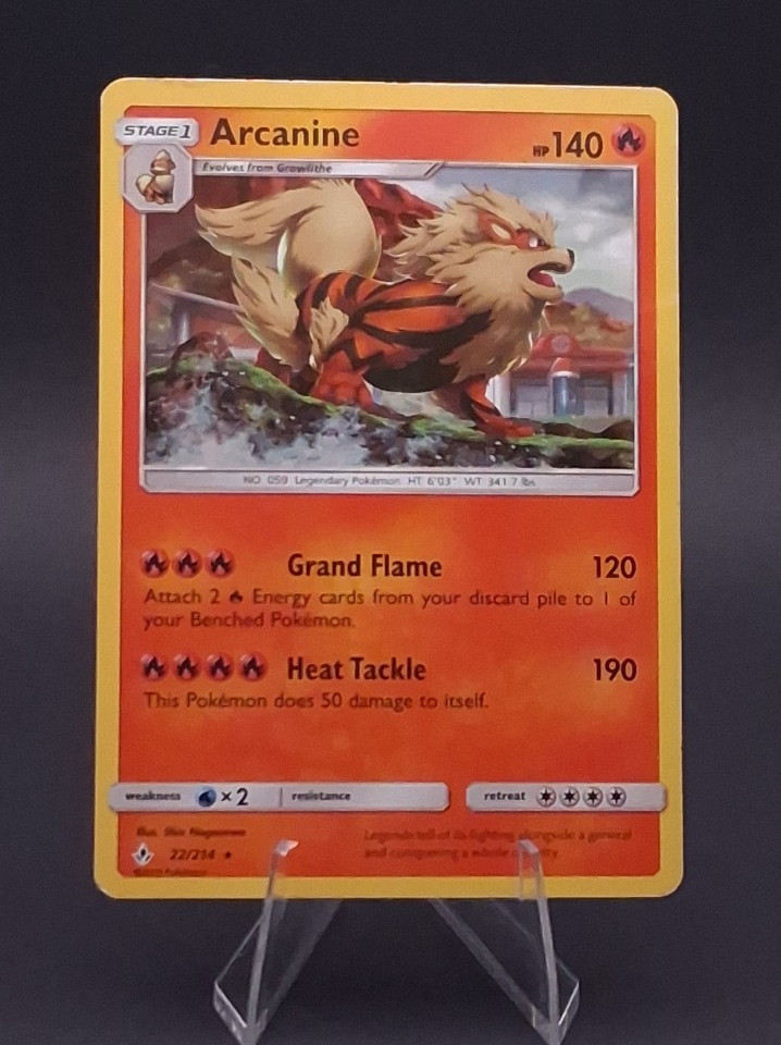 Pokémon TCG Arcanine 22/214 Unbroken Bonds Rare Fire Type Card MP Condition