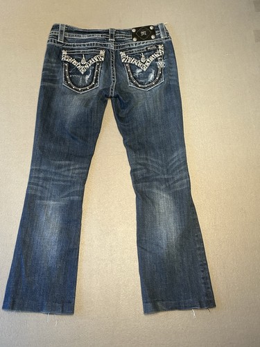 Miss Me Womens Jeans Signature Boot Embellished Button Bling Back Pockets Sz 30 - Picture 2 of 10
