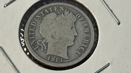 1913-s Barber Dime, Good Date, 90% Silver