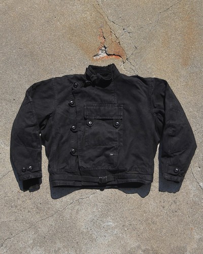 Vintage 1960s Swedish Motorcycle Dispatch Jacket Overdyed Black