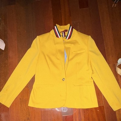 Tommy Hilfiger Yellow Single-Breasted Lined Blazer Jacket Women s Size 12