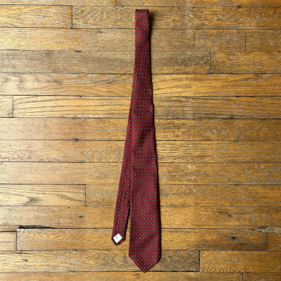 Corbata de Colección Años 40’s 50’s Brooks Brothers Makers Toda Seda EE. UU. Granate Rojo Paisley Foulard Foto 4 de 4