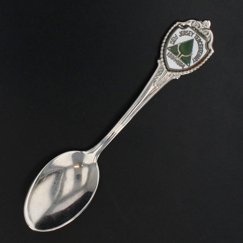 Neuf Jersey Tricentenaire Souvenir Cuillère Argent Sterling Émail Vintage - Photo 1 sur 5