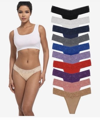Yuamose Lace Thongs for Women Thong Underwear Women Lacy Panties 10 Pack