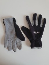 Fila Vintage Magic Line Mens Original 80s Sports Fleece Gloves Black Grey