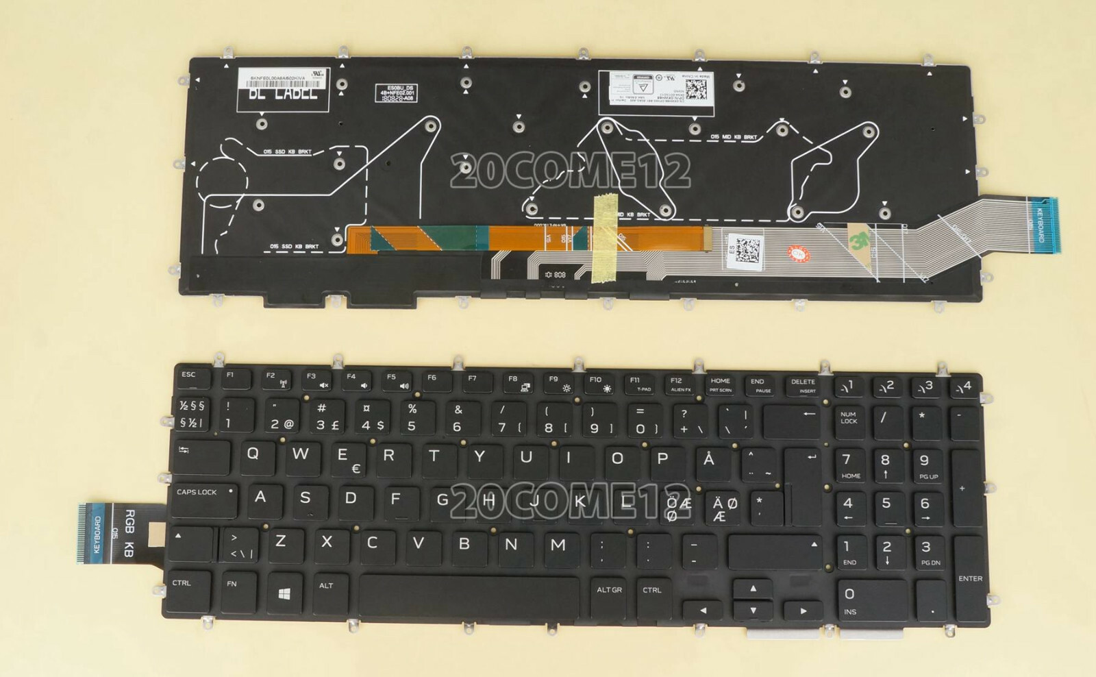 New for DELL Alienware M15 R1 M17 R1 2019 Keyboard RGB Backlit Nordic ...