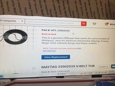 33002545 V Dryer Drum Belt. In Stock Ready To Ship.whirlpool / Maytag.