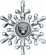 Oakland Raiders Football NFL Traditional Snowflake Christmas Tree Ornament