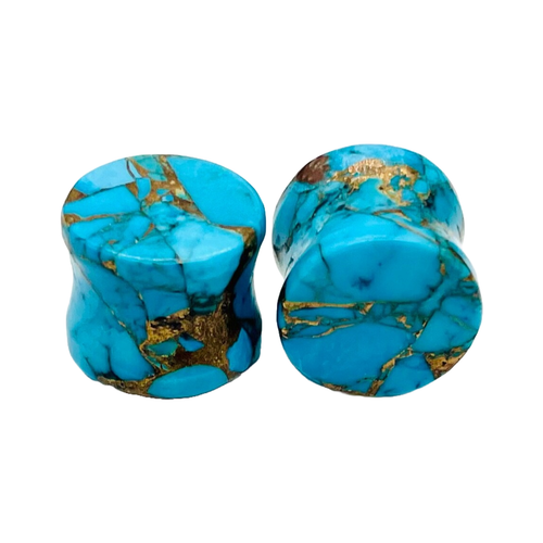 Naga Body Piercing Jewelry Natural American Blue Copper Turquoise Stone Ear Plug - Picture 1 of 9