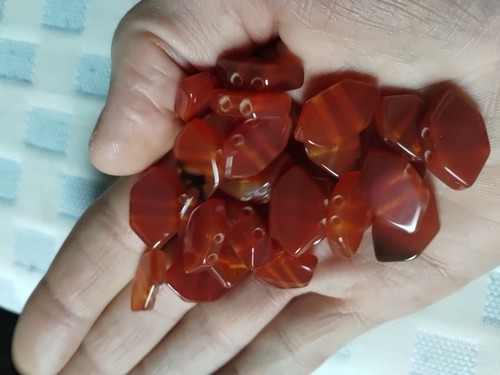 Loose 15 diamond shaped tabular carnelian two holed beads agate stone