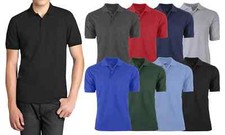 Men's Short Sleeve Pique 3-Button Polo Shirts Colors Summer Breathable Gym NWT