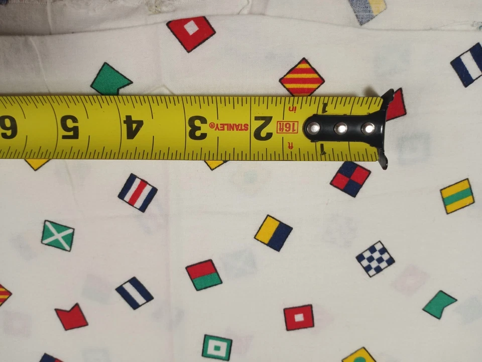 Vintage Marcus Brothers Textiles 1988 Multicolor Flag Square Cotton Fabric 43x36 - Image 3 of 4