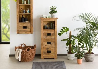 Kommode Mango 50x30x120 natur lackiert RAILWAY #181 - Bild 1 von 4