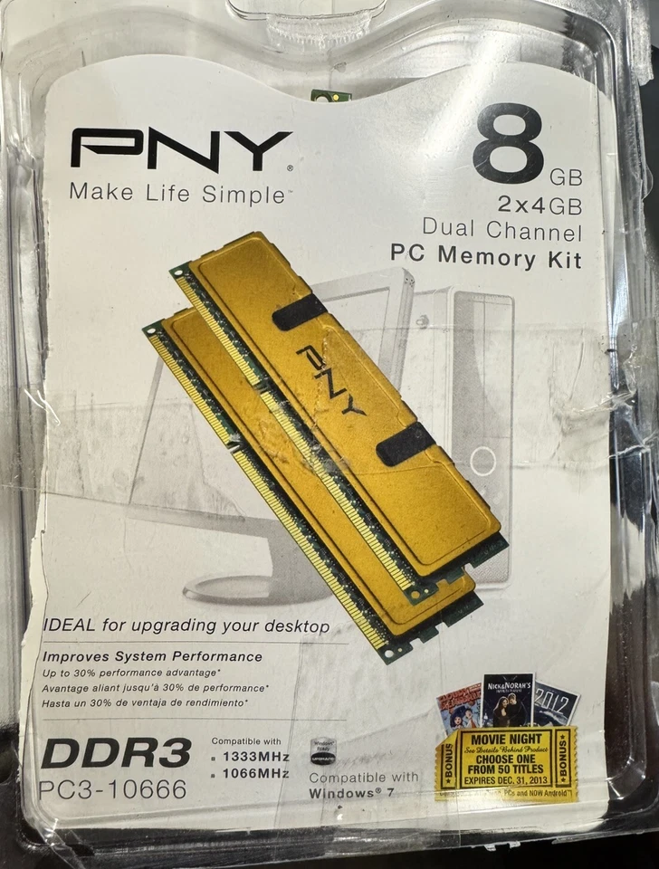 PNY 8GB 2x4GB Dual Channel PC Memory Kit DDR3 PC3-10666 - Image 3 of 3