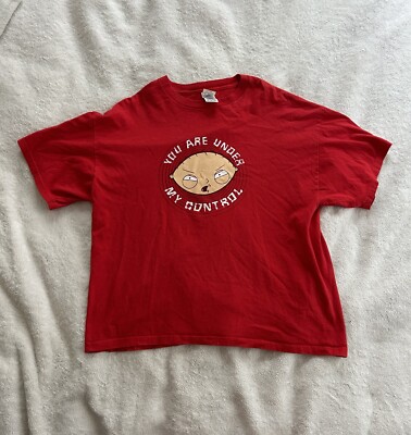 Vintage Y2K Family Guy Stewie Griffin Under Control Red TV Promo Shirt Men's XL